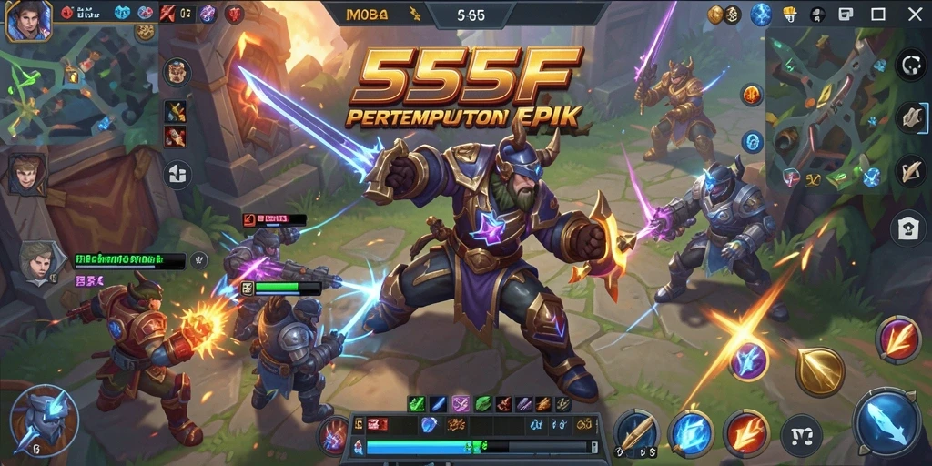 Screenshot menunjukkan pertempuran seru dan tim yang berkolaborasi.
