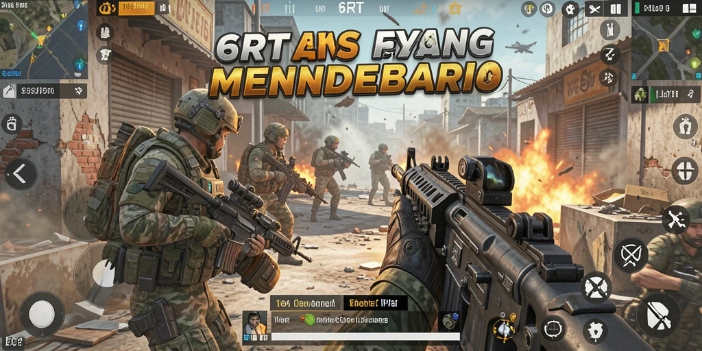 Tampilan permainan FPS yang seru dan menantang di 6RT.