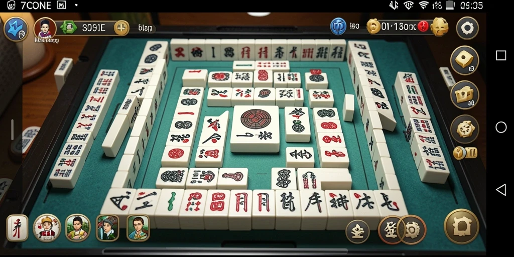 Tangkapan layar 7CONE menampilkan gameplay Mahjong yang menarik dan menantang.