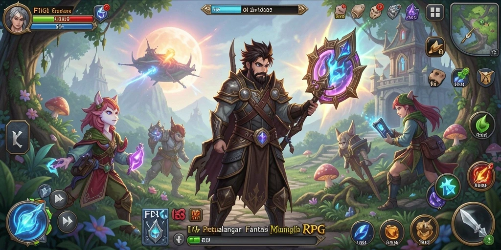 Tangkapan layar menampilkan aksi pertarungan seru dalam dunia RPG FB168.
