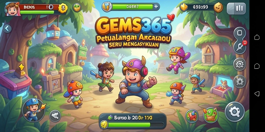 Screenshot GEMS365 menampilkan aksi seru dalam gameplay Arcade.