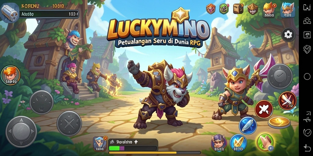 Tampilan gameplay menarik di dunia RPG LUCKYMINO.
