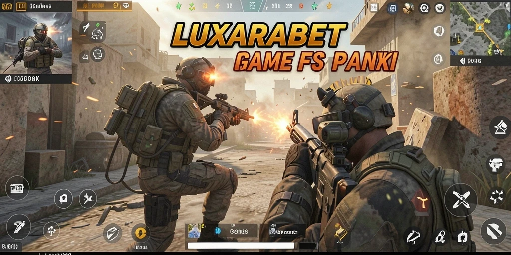 Gameplay LUXARABET yang penuh aksi dalam mode FPS.