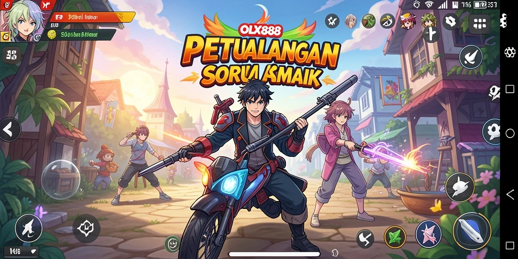 Screenshot gameplay OLX888 yang menampilkan aksi seru karakter Anime.