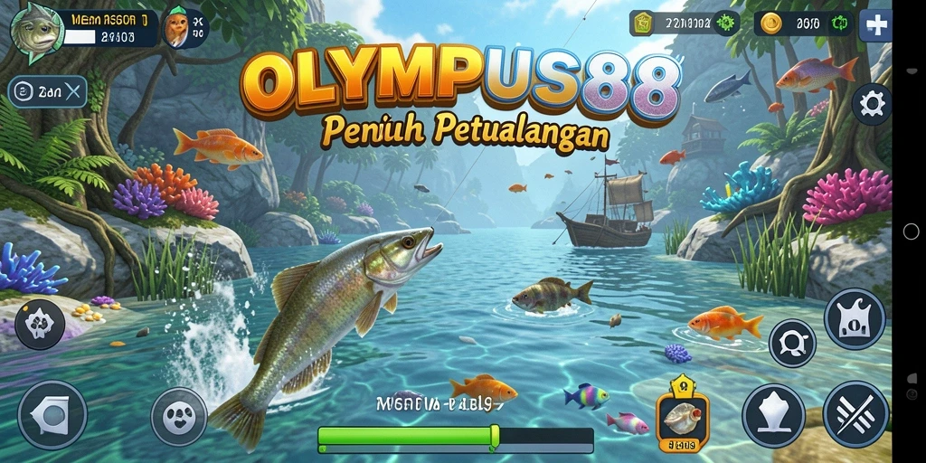 Screenshot OLYMPUS88 menampilkan gameplay memancing yang mendebarkan.