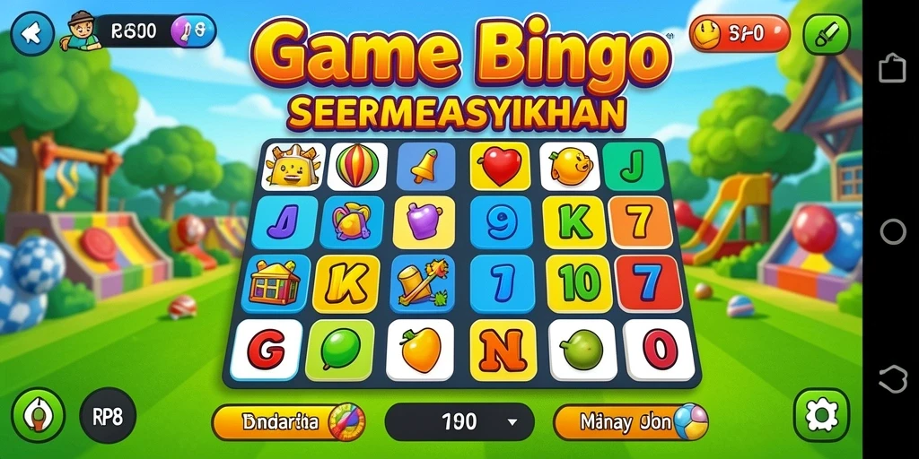 Screenshot utama RP8 menampilkan aksi seru Bingo di layar.