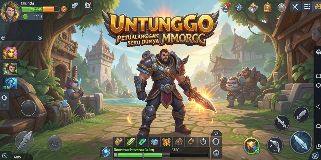 Screenshot gameplay UNTUNGGO menampilkan pertarungan epik di dunia fantasi.
