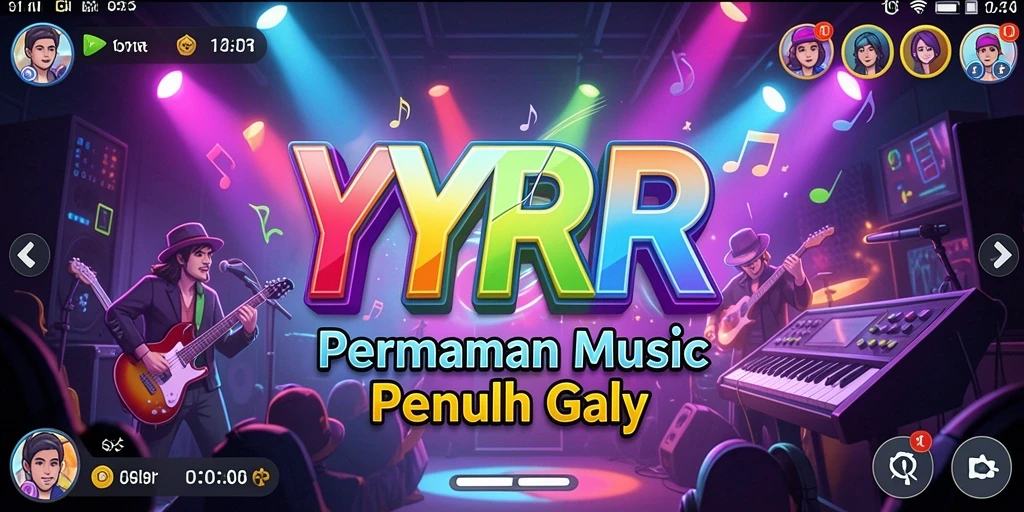 Tampilan gameplay menarik dari YYRR dengan berbagai lagu dan tantangan.
